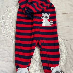 Carter's Red and Blue Striped Footie Pajama with Panda Design